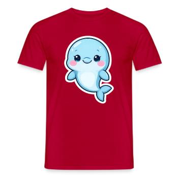 Charmante baleine bleue Sticker Art - T-shirt homme - rouge - Devant - AI Model Male 178 dark (178cm)