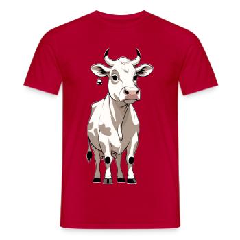 Cow with Bell – Farmer's Magic - Men's T-Shirt - red - Front - AI Model Male 178 dark (178cm)