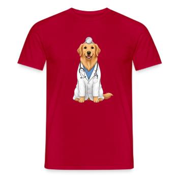Golden Retriever Dog as a Doctor - Men's T-Shirt - red - Front - AI Model Male 178 dark (178cm)