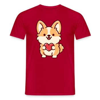 Süßer Corgi mit Herz - Männer T-Shirt - Rot - Vorne - AI Model Male 178 dark (178cm)