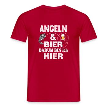 Angeln und Bier darum bin ich hier - Männer T-Shirt - Rot - Vorne - AI Model Male 178 dark (178cm)