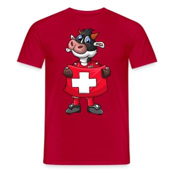 Vache fan suisse - T-shirt homme - rouge - Devant - AI Model Male 178 dark (178cm)