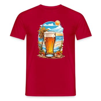 Strand Bier - Männer T-Shirt - Rot - Vorne - AI Model Male 178 dark (178cm)