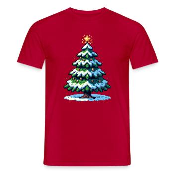 Pixel Weihnachtsbaum - Männer T-Shirt - Rot - Vorne - AI Model Male 178 dark (178cm)