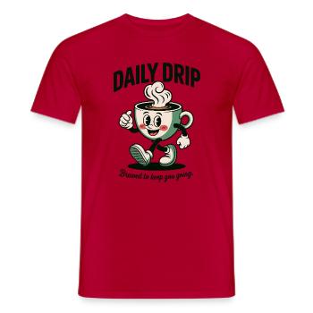 Daily Brew Retro Coffee Cup Art - Men's T-Shirt - red - Front - AI Model Male 178 dark (178cm)