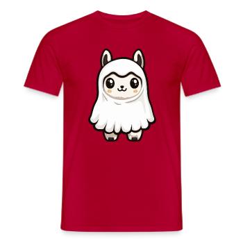 Alpaka Llama Halloween Geist - Männer T-Shirt - Rot - Vorne - AI Model Male 178 dark (178cm)