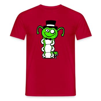 Mr. Caterpillar Top Hat Monocle Bow Tie Gentleman Empire - Men's T-Shirt - red - Front - AI Model Male 178 dark (178cm)