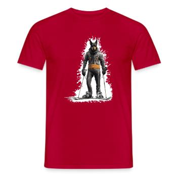 Doberman Dog Ski Skiing - Men's T-Shirt - red - Front - AI Model Male 178 dark (178cm)