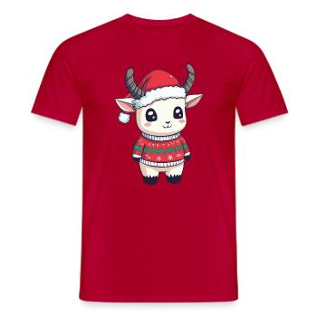 Noël de la chèvre de montagne - T-shirt homme - rouge - Devant - AI Model Male 178 dark (178cm)