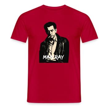 Man Ray Rebellenporträt in Leder - Männer T-Shirt - Rot - Vorne - AI Model Male 178 dark (178cm)