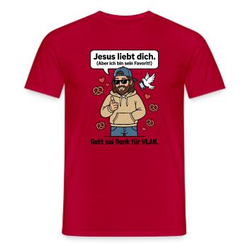 Jesus liebt dich Favorit Humor - Männer T-Shirt - Rot - Vorne - AI Model Male 178 dark (178cm)