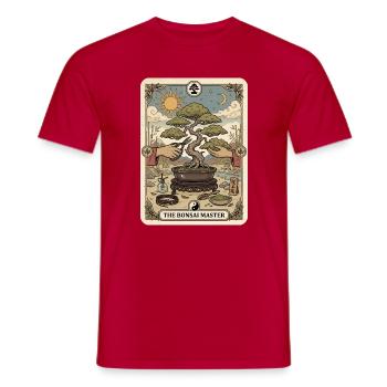  Japanische Bonsai-Baum Pflanze Tarot-Card-Art - Männer T-Shirt - Rot - Vorne - AI Model Male 178 dark (178cm)