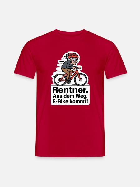 E-Bike Rentner Spruch Lustig T-Shirt Geschenk - Männer T-Shirt - Rot