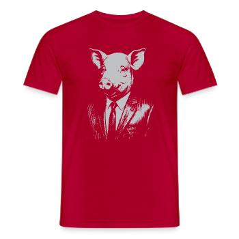 Elegantes Schwein im Anzug - Männer T-Shirt - Rot - Vorne - AI Model Male 178 dark (178cm)