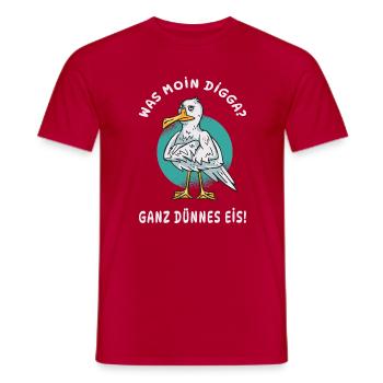 Möwe „Moin Digga? Ganz dünnes Eis!“ - Männer T-Shirt - Rot - Vorne - AI Model Male 178 dark (178cm)