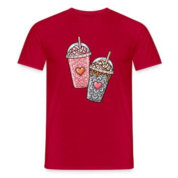Coffee Hearts – Pink & Orange Iced Coffee - Männer T-Shirt - Rot - Vorne - AI Model Male 178 dark (178cm)