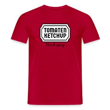 Ketchup Kostüm Tomatenketchup Etikett Karneval - Männer T-Shirt - Rot - Vorne - AI Model Male 178 dark (178cm)
