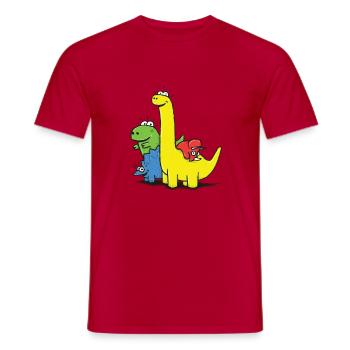 Dino Gang, Colored - Men's T-Shirt - red - Front - AI Model Male 178 dark (178cm)