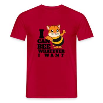 chat en costume d’abeille chatte lgbt lgbtqi+ - T-shirt homme - rouge - Devant - AI Model Male 178 dark (178cm)
