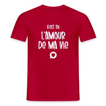 C’est toi L’amour de ma vie - T-shirt homme - rouge - Devant - AI Model Male 178 dark (178cm)
