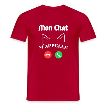 Je n'ai pas le Temp - Mon Chat m'appelle - T-shirt homme - rouge - Devant - AI Model Male 178 dark (178cm)