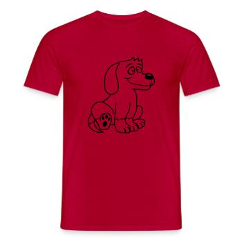 chien assis mignon petit chiot heureux animal de compagnie - T-shirt homme - rouge - Devant - AI Model Male 178 dark (178cm)
