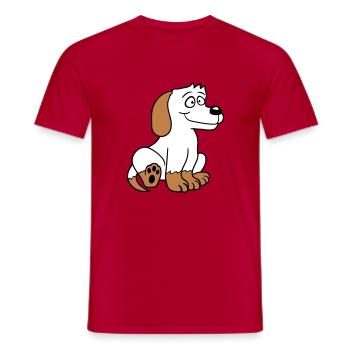 chien assis mignon petit chiot heureux animal de compagnie - T-shirt homme - rouge - Devant - AI Model Male 178 dark (178cm)