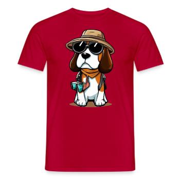 Beagle Dog Der Entdecker - Männer T-Shirt - Rot - Vorne - AI Model Male 178 dark (178cm)
