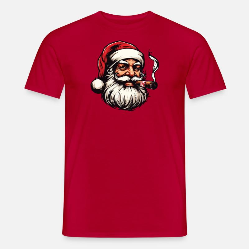 Weihnachtsmann mit Zigarre - Männer T-Shirt - Rot