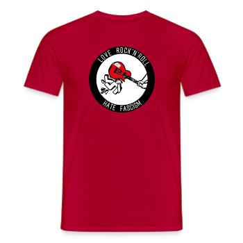 XXY | LOVE ROCK 'N' ROLL - HATE FASCISM - Männer T-Shirt - Rot - Vorne - AI Model Male 178 dark (178cm)