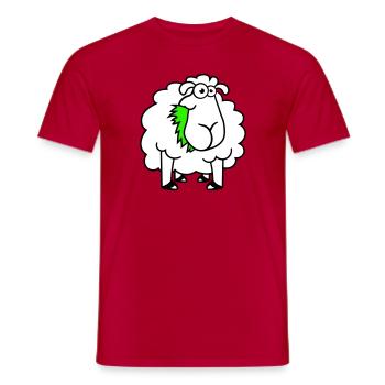 Sheep Eats Grasses Eat Grass Hungry Funny - Men's T-Shirt - red - Front - AI Model Male 178 dark (178cm)