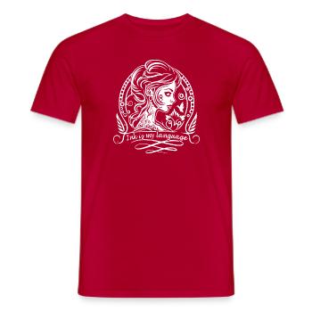 Abstract Amusing Language Of Tattoos Quote - Men's T-Shirt - red - Front - AI Model Male 178 dark (178cm)