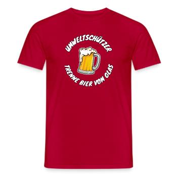 Umweltschützer - Trenne Bier vom Glas - Männertag - Männer T-Shirt - Rot - Vorne - AI Model Male 178 dark (178cm)
