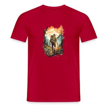 Mountain Trekker at Sunset - Men's T-Shirt - red - Front - AI Model Male 178 dark (178cm)