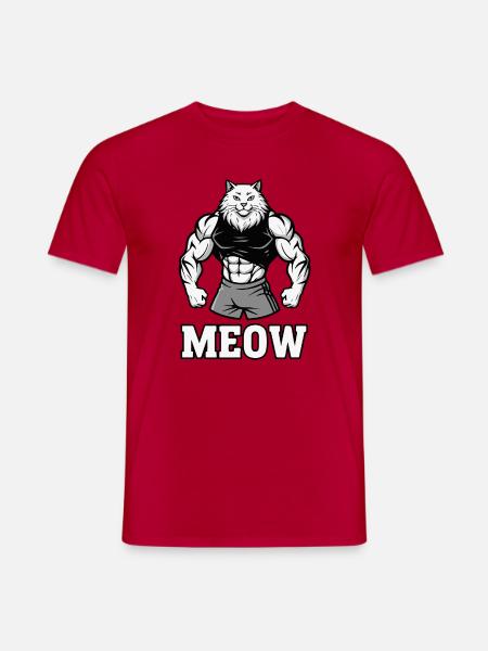 Meow Gym Cat – lustiger Bodybuilding-Humor - Männer T-Shirt - Rot