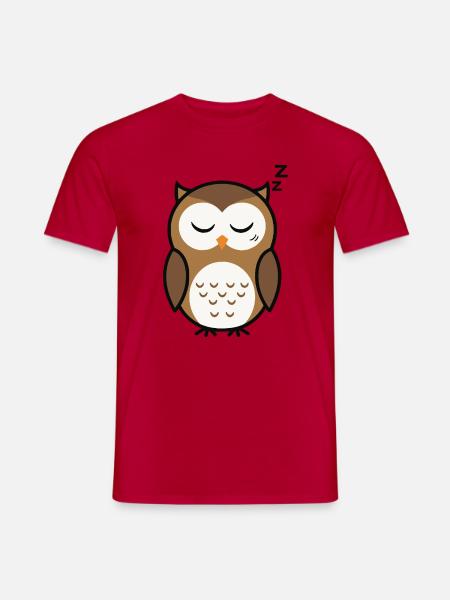 Style minimaliste de chouette endormie mignonne - T-shirt homme - rouge