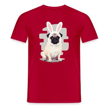 Pug Bunny - Men's T-Shirt - red - Front - AI Model Male 178 dark (178cm)