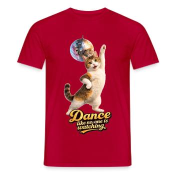 Dance like no one is watching - Disco Cat - Men's T-Shirt - red - Front - AI Model Male 178 dark (178cm)