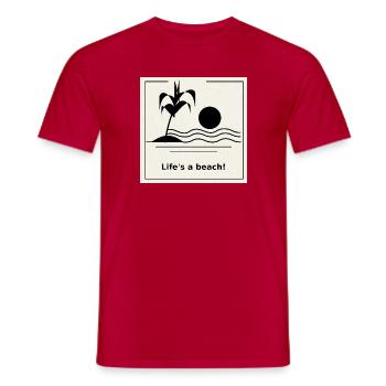 Minimalstrand Palmenbild am Strand - Männer T-Shirt - Rot - Vorne - AI Model Male 178 dark (178cm)