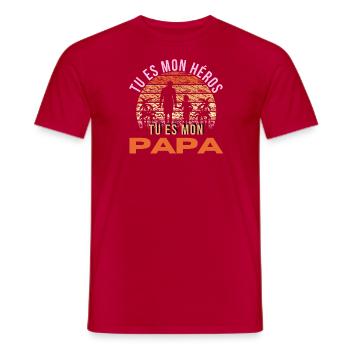 t-shirt Papa héro - T-shirt homme - rouge - Devant - AI Model Male 178 dark (178cm)