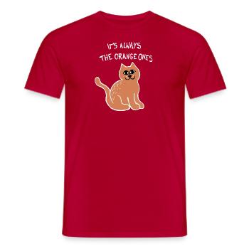 Es sind immer die Orange Meme Katze (Weiß) - Männer T-Shirt - Rot - Vorne - AI Model Male 178 dark (178cm)