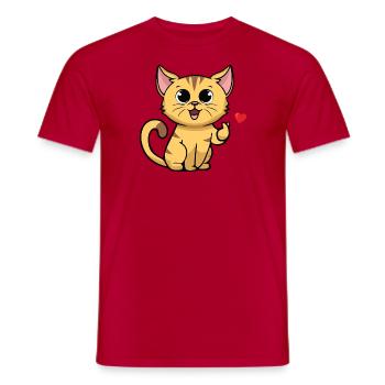 Nette Katze mit Herzzeichen - Männer T-Shirt - Rot - Vorne - AI Model Male 178 dark (178cm)