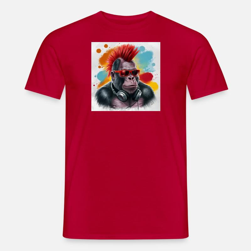 Affe mit Kopfhörer - - Männer T-Shirt - Rot