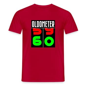 Oldometer 60th Birthday - Men's T-Shirt - red - Front - AI Model Male 178 dark (178cm)