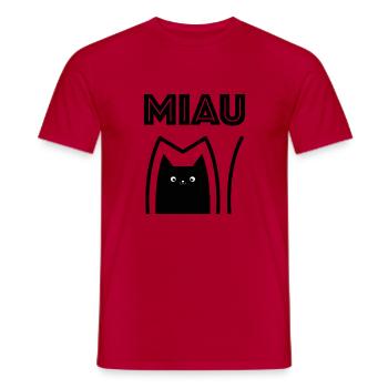 Miau_Katze - Männer T-Shirt - Rot - Vorne - AI Model Male 178 dark (178cm)
