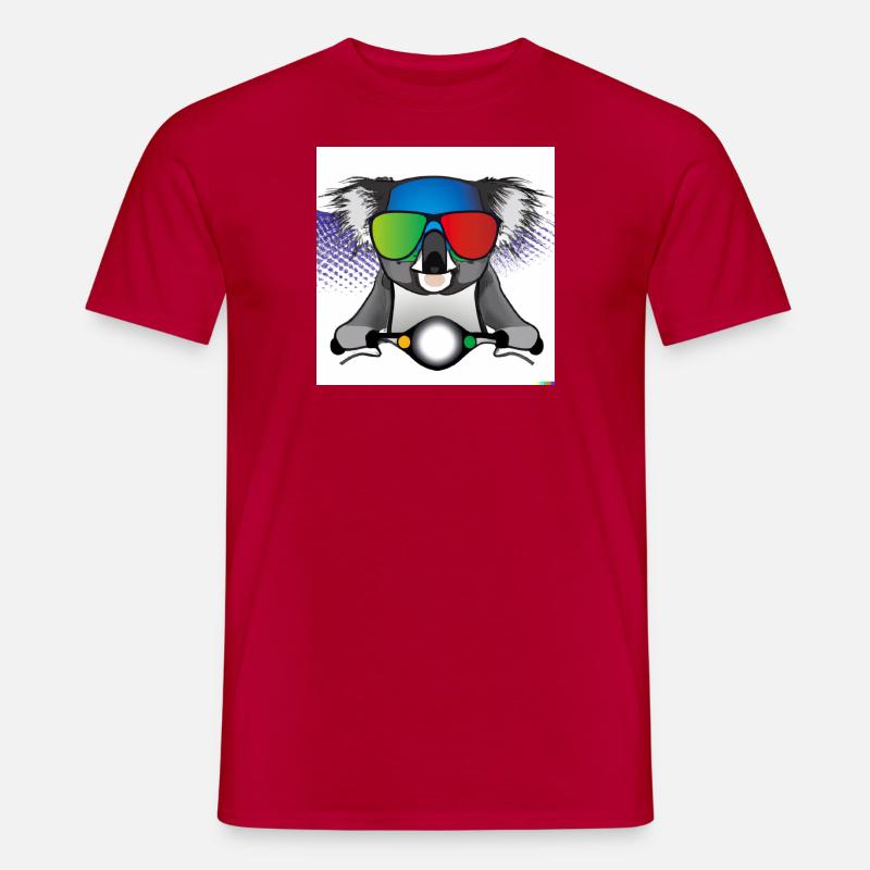 Rollerfahrender Koala mit Bunter Sonnenbrille - Männer T-Shirt - Rot