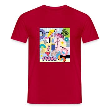 1980s Memphis design - Men's T-Shirt - red - Front - AI Model Male 178 dark (178cm)