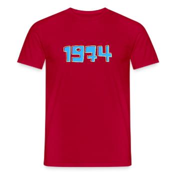 1974 in Blue and Yellow - Men's T-Shirt - red - Front - AI Model Male 178 dark (178cm)