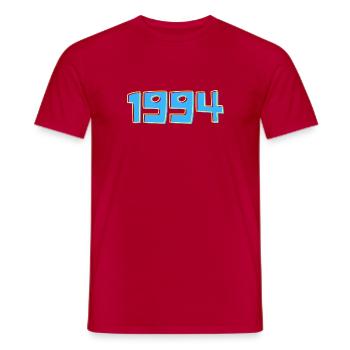 1994 Blue & Yellow - Men's T-Shirt - red - Front - AI Model Male 178 dark (178cm)