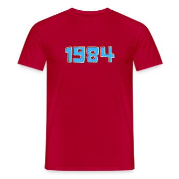 1984 Blue and Yellow - Men's T-Shirt - red - Front - AI Model Male 178 dark (178cm)